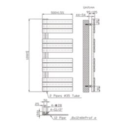 Flomasta Cantilever 1200mm x 500mm 1665BTU Anthracite Vertical Designer Radiator