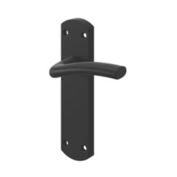 Cooke & Lewis Corfe Fire Rated Latch Lever on Backplate Handle Pair Matt Black