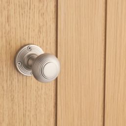 Designer Levers Beehive Door Knob Pair Brushed Nickel 60mm