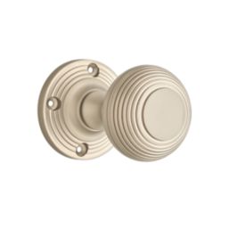 Designer Levers Beehive Door Knob Pair Brushed Nickel 60mm