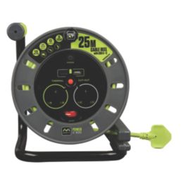 Masterplug 13A 4-Gang 25m  Cable Reel with USB Charging
 + 3A 2-Outlet Type A & C USB Charger 240V