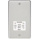 Knightsbridge  2-Gang Dual Voltage Shaver Socket 115 V / 230V Brushed Chrome with White Inserts
