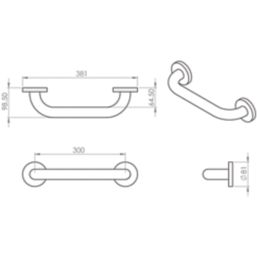 Croydex  Straight Doc M Grab Bar Blue 300mm