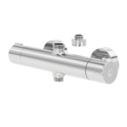 Swirl Rannell Exposed Dual Outlet Thermostatic Chrome Shower Mixer With Diverter
