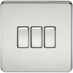 Knightsbridge  10AX 3-Gang 2-Way Light Switch  Polished Chrome