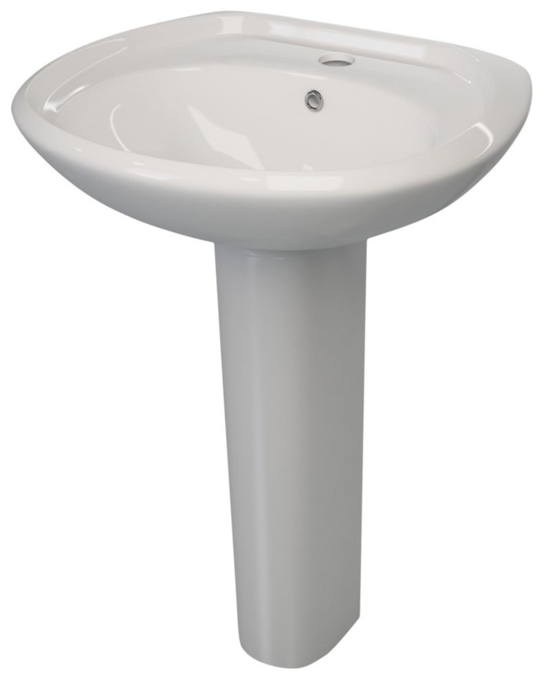 BasintoGo Full Pedestal Bathroom Basin 1 Tap Hole 570mm Screwfix