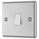 LAP  10AX 1-Gang Intermediate Switch Brushed Stainless Steel with White Inserts