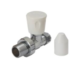 Flomasta  10mm x 21mm White/Chrome Straight Modern Manual Radiator Valve Head & Body