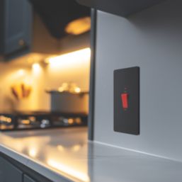 British General Evolve 45A 1-Gang 2-Pole Cooker Switch Matt Black with LED with Black Inserts