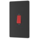 British General Evolve 45A 1-Gang 2-Pole Cooker Switch Matt Black with LED with Black Inserts