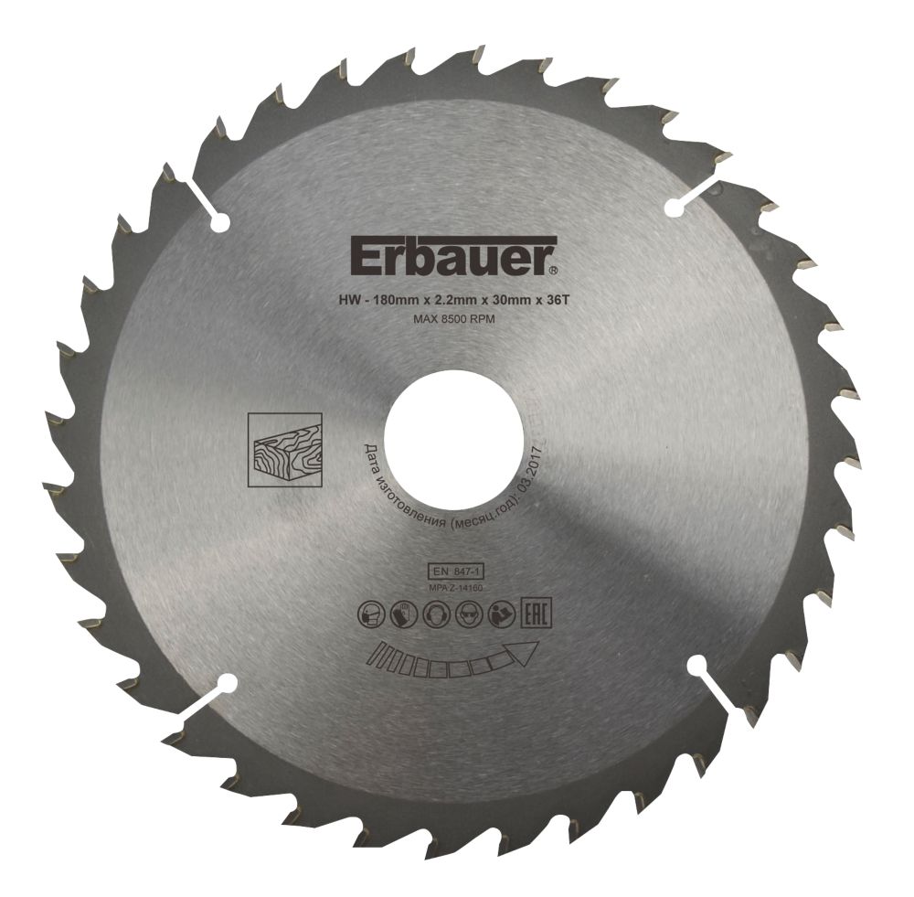 Erbauer Wood TCT Saw Blade 180mm x 30mm 36T Screwfix