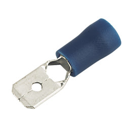 Insulated Blue 6.3mm Push-On (M) Crimp 100 Pack