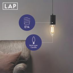 LAP  E14 Candle LED Light Bulb Clear 470lm 2.2W 2 Pack