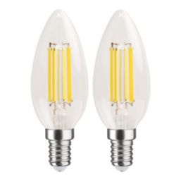 LAP  E14 Candle LED Light Bulb Clear 470lm 2.2W 2 Pack