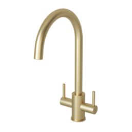 ETAL Dart Twin Lever Kitchen Mixer Tap Brushed Brass