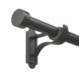 Rothley Matt Black Extendable Curtain Pole w/ Stud Finials 28mm x 125-216cm