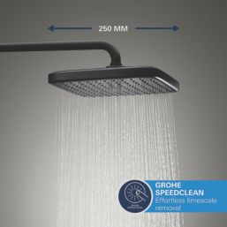 Grohe Precision 250 Cube HP Rear-Fed Concealed Matt Black Thermostatic Shower System