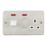Hager Sollysta WRCC50NBSW 45A 1-Gang 2P+E Cooker Switch & 13A DP Switched Socket Brushed Steel with LED with White Inserts