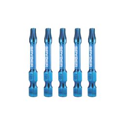 Spyder Mach-Blue 1/4" 50mm Hex Shank TX25 Impact Driver Bits
 5 Pack