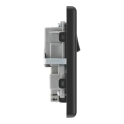 LAP  13A 2-Gang SP Switched Socket + 2.4A 12W 2-Outlet Type A & C USB Charger Matt Black with Colour-Matched Inserts