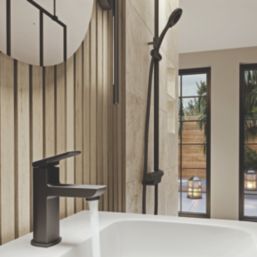 Aqualisa Downtown Black 130mm Standard Lever Mono Basin Pillar Tap  With Clicker Waste