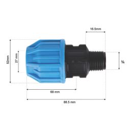 Flomasta  MDPE Male Adaptor 25mm x 3/4"