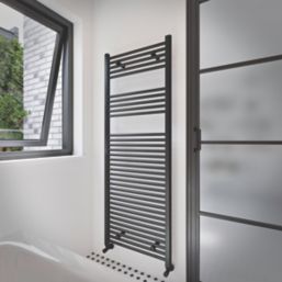 Flomasta 1600mm x 600mm 2783BTU Black Flat  Towel Radiator