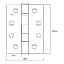 Smith & Locke  Satin Chrome Grade 11 Fire Rated Door Hinges 102mm x 76mm 15 Pack