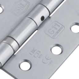 Smith & Locke  Satin Chrome Grade 11 Fire Rated Door Hinges 102mm x 76mm 15 Pack