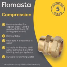 Flomasta  Brass Compression Adapting Male Coupler 28mm x 1"