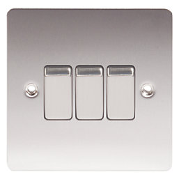 LAP  10AX 3-Gang 2-Way Light Switch  Brushed Stainless Steel