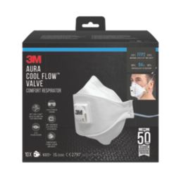 3M 9322+ Aura Cool Flow Comfort Disposable Valved Masks P2 10 Pack
