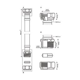 Flomasta Straight Flexible Compression Hose 15mm x 1/2" x 150mm