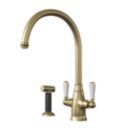 ETAL Oswald  Dual Lever Kitchen Mixer with Rinse Brushed Brass