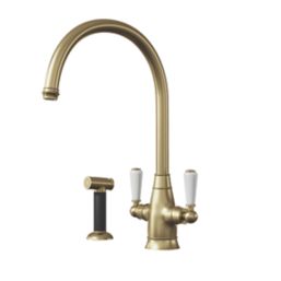 ETAL Oswald  Dual Lever Kitchen Mixer with Rinse Brushed Brass