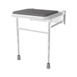 Nymas Wall Mounted Shower Seat with Legs White/Grey