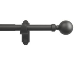 Rothley Matt Black Extendable Curtain Pole w/ Orb Finials 28mm x 71-120cm