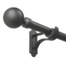 Rothley Matt Black Extendable Curtain Pole w/ Orb Finials 28mm x 71-120cm
