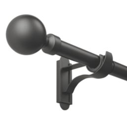 Rothley Matt Black Extendable Curtain Pole w/ Orb Finials 28mm x 71-120cm