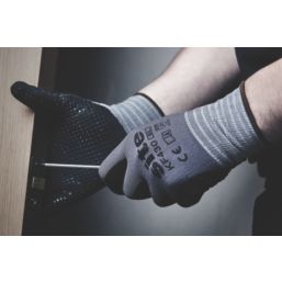 Site  Micro Dot Nitrile Foam Gloves Grey/Black Large