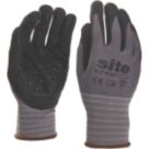 Site  Micro Dot Nitrile Foam Gloves Grey/Black Large