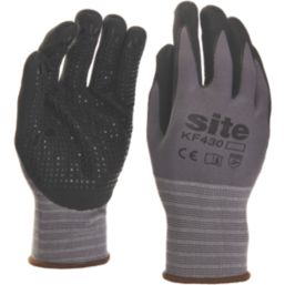 Site  Micro Dot Nitrile Foam Gloves Grey / Black Large