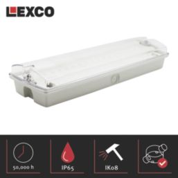 Lexco  Indoor Maintained or Non-Maintained Emergency Rectangular LED Bulkhead White 3.5W 150lm