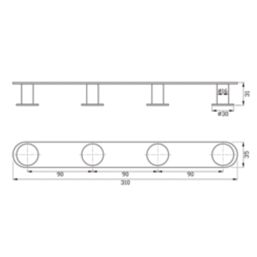 Swirl Caldew Bathroom 4-Hook Rail Chrome