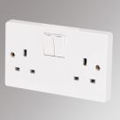 Crabtree Capital 13A 2-Gang SP Switched Plug Socket White