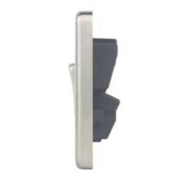 Hager Sollysta WRDP84BSW 20A 1-Gang 2P+E Control Switch Brushed Steel  with White Inserts