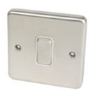 Hager Sollysta WRDP84BSW 20A 1-Gang 2P+E Control Switch Brushed Steel  with White Inserts