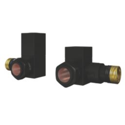 ETAL Swelt 15mm x 1/2" Satin Black Corner Designer Manual Radiator Valve Head & Body  2 Pack