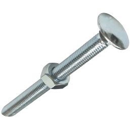 Easyfix General Purpose Threaded Coach Bolts Carbon Steel Bright Zinc-Plated M12 x 100mm 25 Pack