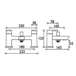 Bristan Cobalt Chrome 123mm Deck Mounted Dual Control Manual Shower Mixer Tap